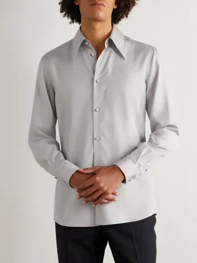 Valentino Garavani Slim-Fit Silk Shirt - Men | Thumbnail 3