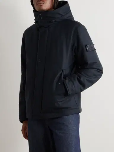 Stone Island Ghost Logo-Appliquéd Padded Virgin Wool-Blend Flannel Hooded Parka - Men | Thumbnail 3 Stone Island Ghost Logo-Appliquéd Padded Virgin Wool-Blend Flannel Hooded Parka - Men | Thumbnail 3