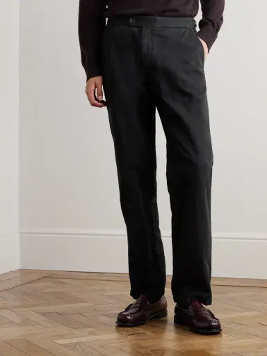 MR P. Mike Straight-Leg Organic Cotton and Linen-Blend Twill Trousers - Men | Thumbnail 3