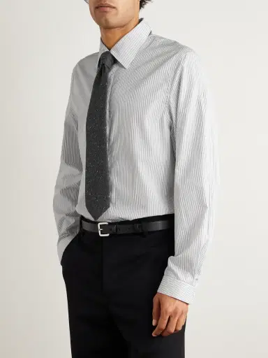 Zegna Classic-Collar Striped Cotton Shirt - Men | Thumbnail 2
