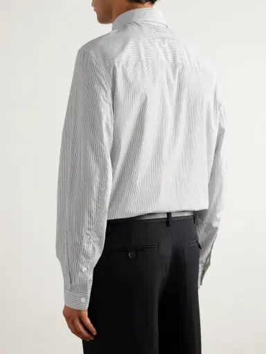 Zegna Classic-Collar Striped Cotton Shirt - Men | Thumbnail 3