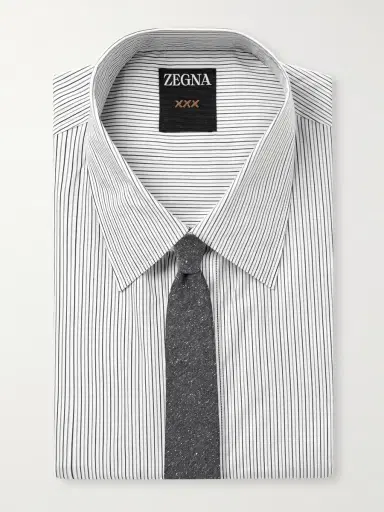 Zegna Classic-Collar Striped Cotton Shirt - Men | Thumbnail 5