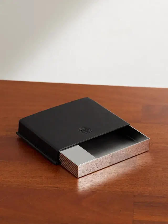 dunhill Leather and Silver-Tone Ashtray and Case - Men