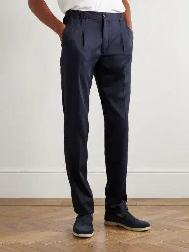 Rubinacci Leisure Straight-Leg Pleated Silk-Twill Trousers - Men | Thumbnail 3