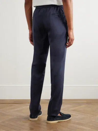 Rubinacci Leisure Straight-Leg Pleated Silk-Twill Trousers - Men | Thumbnail 4
