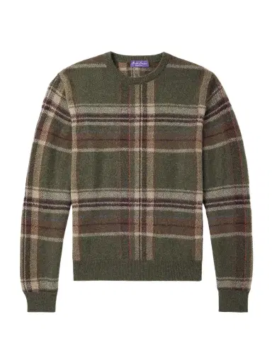 Ralph Lauren Purple Label Checked Alpaca-Blend Sweater - Men | Thumbnail 1 Ralph Lauren Purple Label Checked Alpaca-Blend Sweater - Men | Thumbnail 1