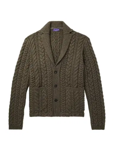 Ralph Lauren Purple Label Cable-Knit Cashmere Cardigan - Men | Thumbnail 1 Ralph Lauren Purple Label Cable-Knit Cashmere Cardigan - Men | Thumbnail 1