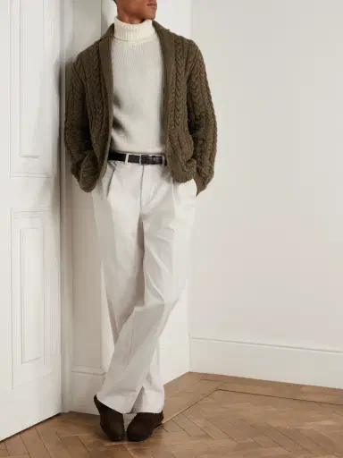 Ralph Lauren Purple Label Slim-Leg Cotton-Moleskin Trousers - Men | Thumbnail 2
