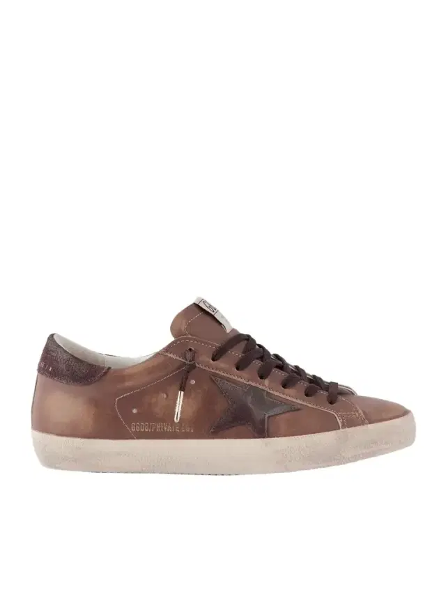 Golden Goose Super-Star Private EDT Distressed Suede-Trimmed Leather Sneakers - Men