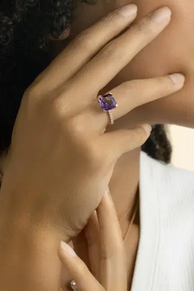 LISA NIK Amethyst Diamond Ring | Thumbnail 2 LISA NIK Amethyst Diamond Ring | Thumbnail 2
