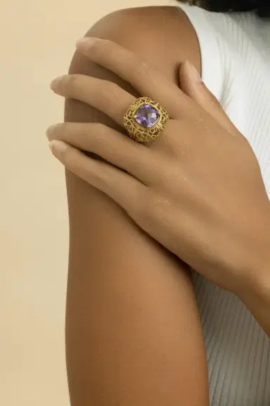 LISA NIK Amethyst Textured Ring | Thumbnail 3 LISA NIK Amethyst Textured Ring | Thumbnail 3