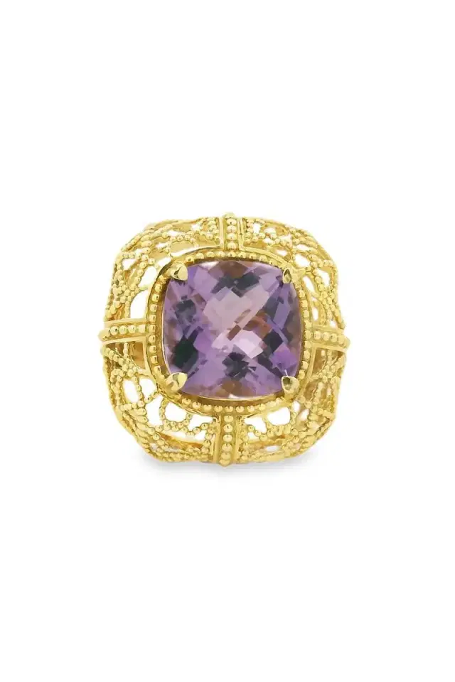 LISA NIK Amethyst Textured Ring
