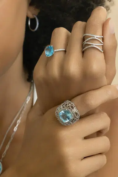 LISA NIK Blue Topaz Textured Ring | Thumbnail 4