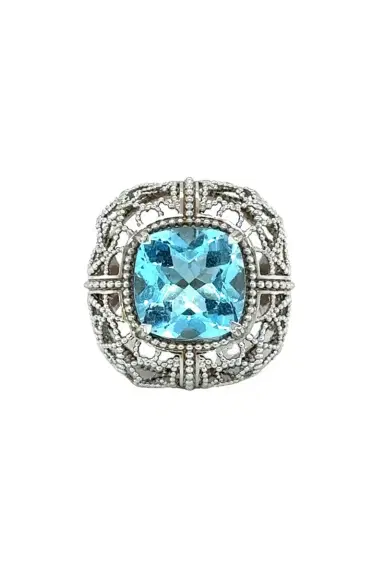 LISA NIK Blue Topaz Textured Ring | Thumbnail 1