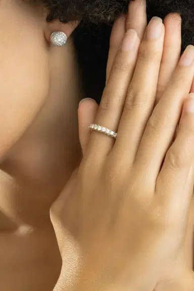 GRAZIELA Diamond 3 Sided Band Ring | Thumbnail 2
