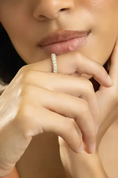 GRAZIELA Diamond 3 Sided Band Ring | Thumbnail 3