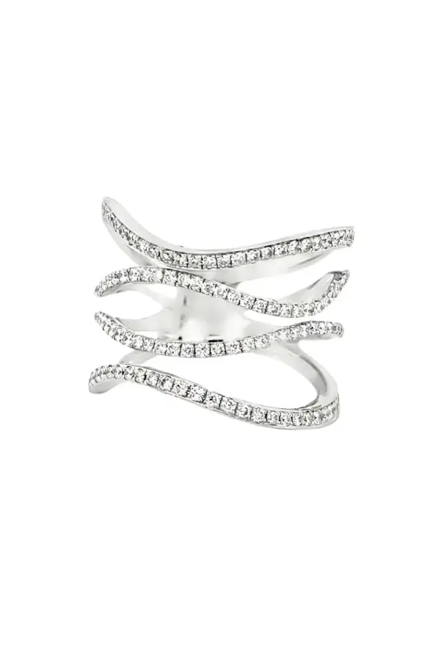 LISA NIK Diamond Four Row Wavy Ring