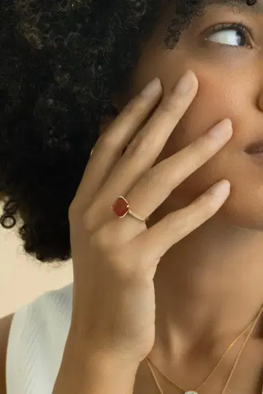 LISA NIK Fire Opal Diamond Cushion Ring | Thumbnail 3