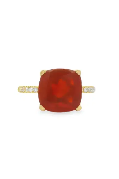 LISA NIK Fire Opal Diamond Cushion Ring | Thumbnail 1