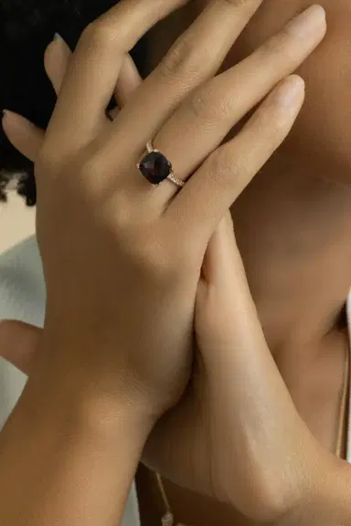 LISA NIK Garnet Diamond Cushion Ring | Thumbnail 2 LISA NIK Garnet Diamond Cushion Ring | Thumbnail 2