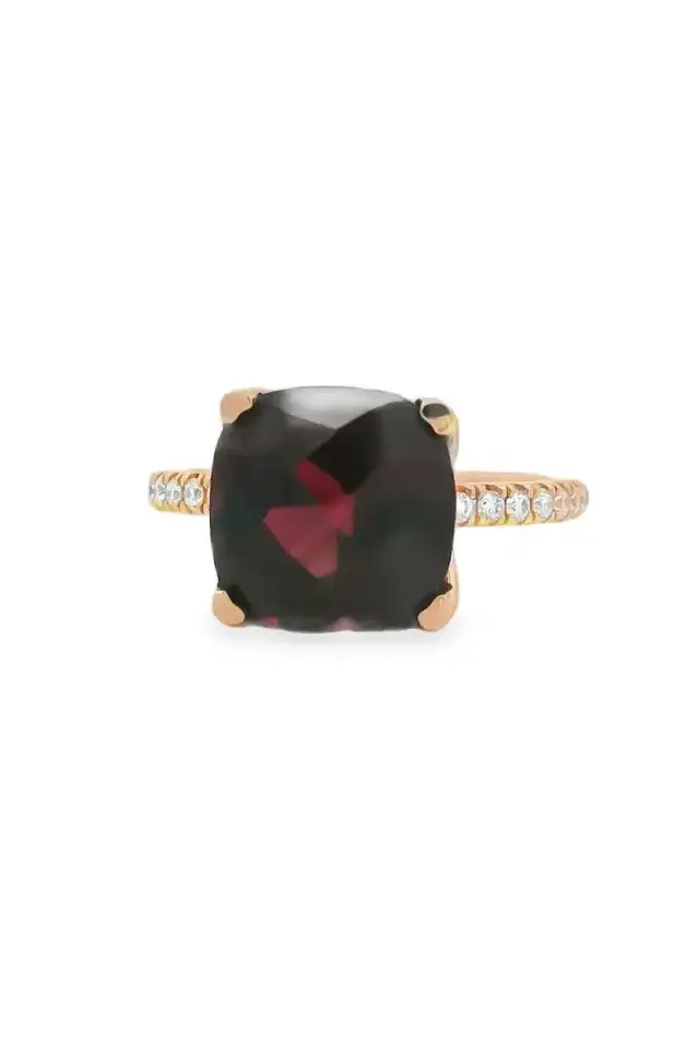LISA NIK Garnet Diamond Cushion Ring