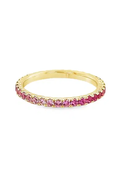 LISA NIK Pink Sapphire Ombre Skinny Band Ring | Thumbnail 1