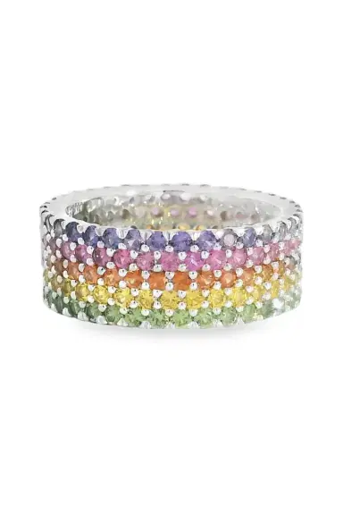 LISA NIK Rainbow Sapphire Five Row Ring | Thumbnail 1