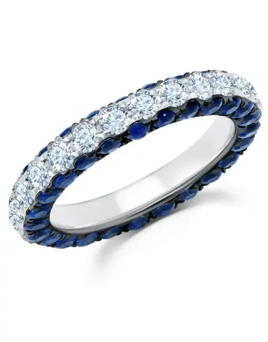 GRAZIELA Sapphire and Diamond 3 Sided Band Ring | Thumbnail 1