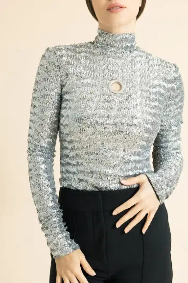 Rabanne Sequin Stretch Turtle-Neck Pullover | Thumbnail 2