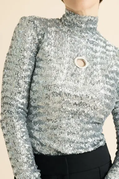 Rabanne Sequin Stretch Turtle-Neck Pullover | Thumbnail 3
