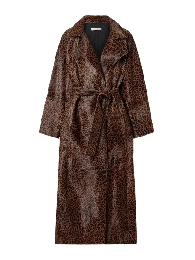 Althea Belted Leopard-print Cow Hair Coat