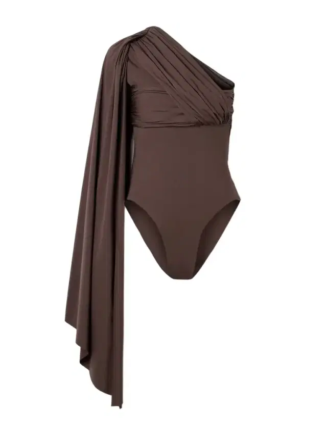 Burano One-shoulder Cape-effect Gathered Draped Stretch-jersey Bodysuit