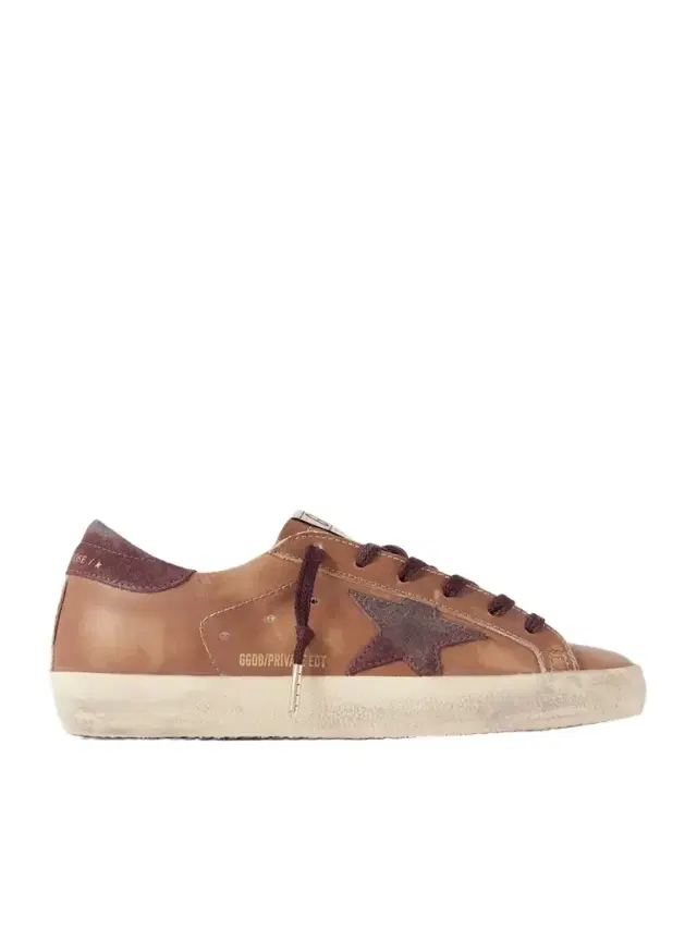 Super-star Distressed Suede-trimmed Leather Sneakers