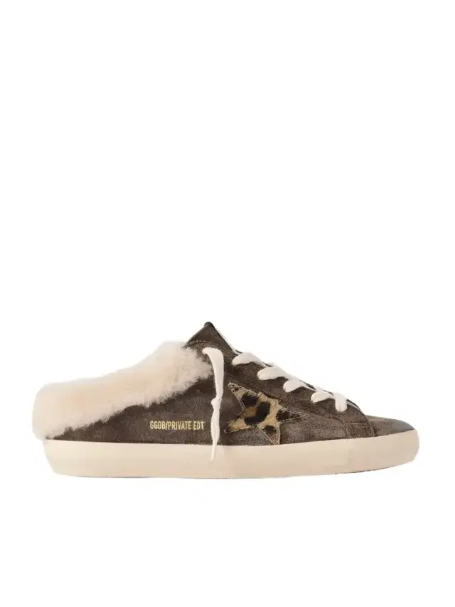 Super-star Sabot Shearling-lined Calf Hair-trimmed Distressed Suede Slip-on Sneakers