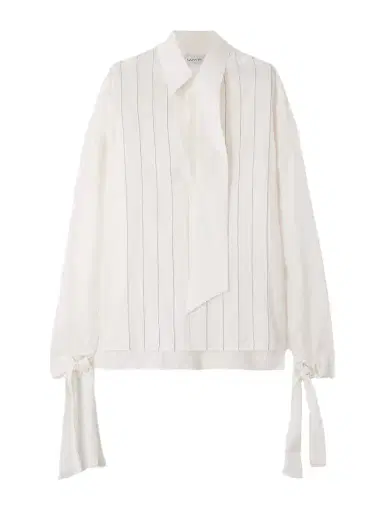 Lanvin Scarf-detailed Embroidered Silk-twill Shirt | Thumbnail 1