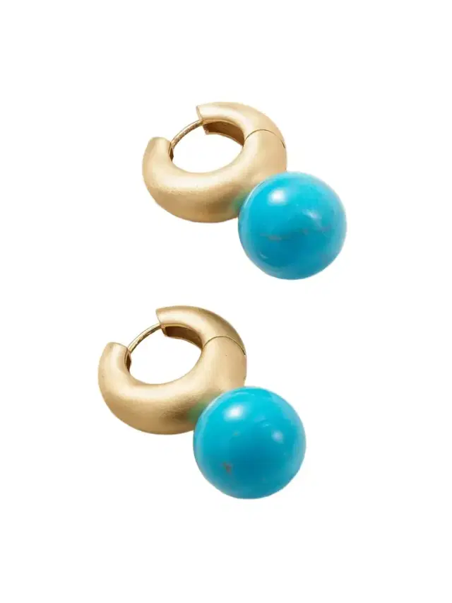 Gumball Puffed Huggies 18-karat Gold Turquoise Earrings