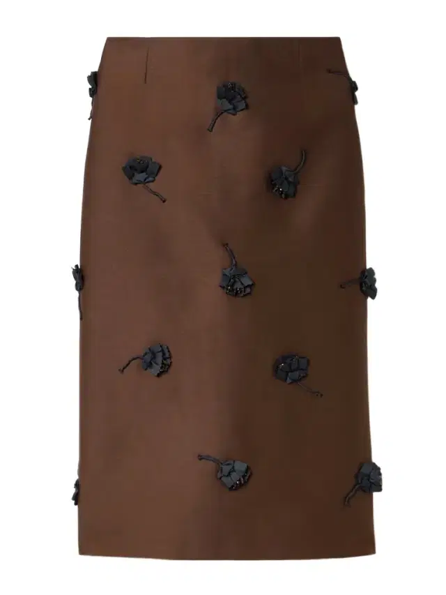 Embellished Appliquéd Duchesse-satin Midi Skirt