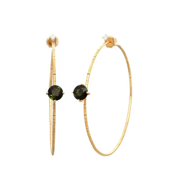 MATTIA CIELO Mattia Cielo Rugiada Pietre 18K Rose Gold & Titanium Diamond & Green Tourmaline Hoop Earrings by The Solist