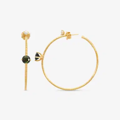MATTIA CIELO Mattia Cielo Rugiada Pietre 18K Rose Gold & Titanium Diamond & Green Tourmaline Hoop Earrings by The Solist | Thumbnail 3 MATTIA CIELO Mattia Cielo Rugiada Pietre 18K Rose Gold & Titanium Diamond & Green Tourmaline Hoop Earrings by The Solist | Thumbnail 3