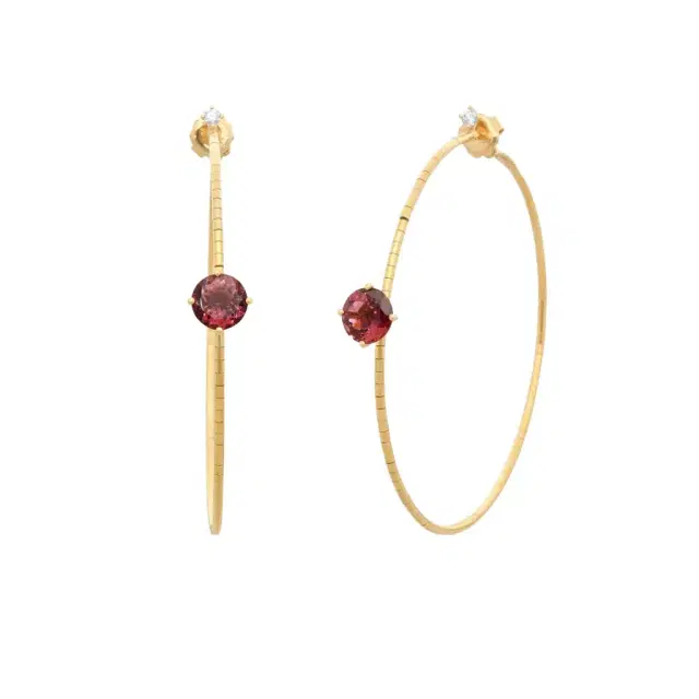 MATTIA CIELO Mattia Cielo Rugiada Pietre 18K Rose Gold & Titanium Diamond & Pink Tourmaline Hoop Earrings by The Solist