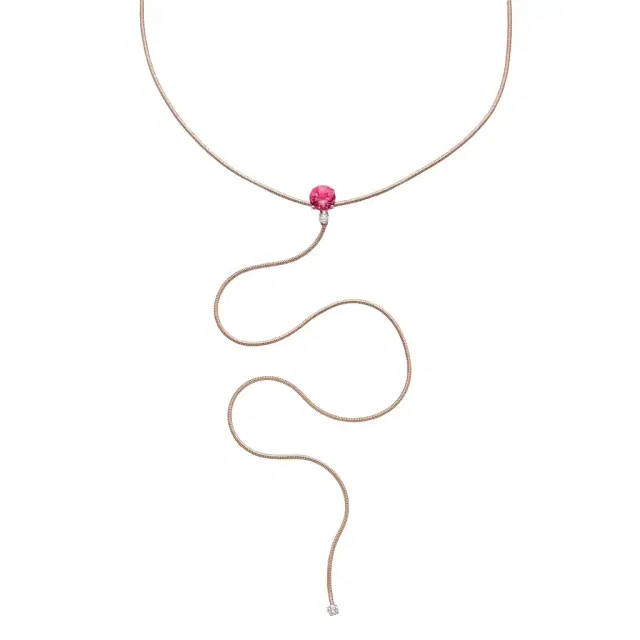 MATTIA CIELO Mattia Cielo Rugiada Pietre 18K Rose Gold Diamond & Pink Tourmaline Lariat Necklace by The Solist