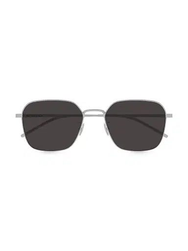 Bottega Veneta Men's Engraved Titanium Intrecciato 55MM Square Sunglasses - Silver Brown | Thumbnail 3