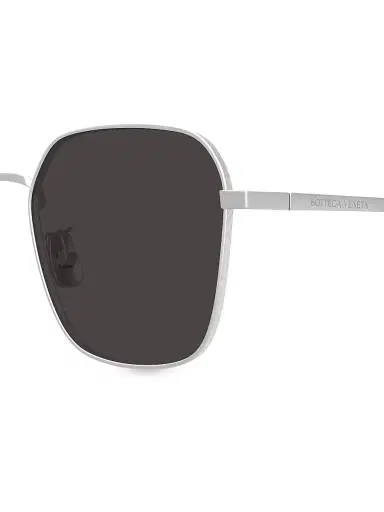 Bottega Veneta Men's Engraved Titanium Intrecciato 55MM Square Sunglasses - Silver Brown | Thumbnail 4