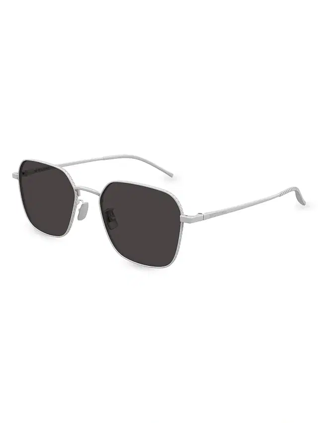 Men's Engraved Titanium Intrecciato 55MM Square Sunglasses - Silver Brown