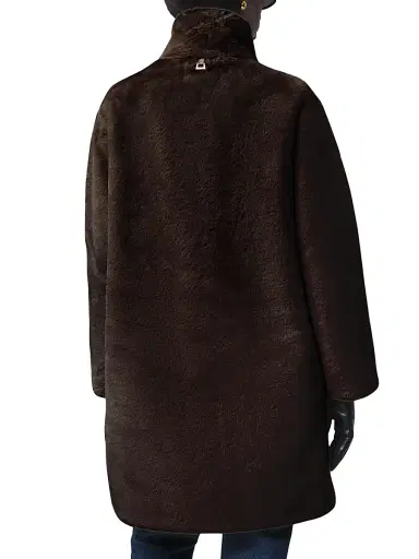 Apparis Women's Blair Faux Fur Stand Collar Coat - Espresso - Size XL | Thumbnail 4