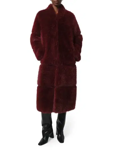 Apparis Women's Sylke Faux-Sable Fur Coat - Merlot - Size Medium | Thumbnail 2