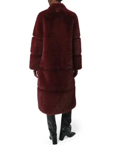 Apparis Women's Sylke Faux-Sable Fur Coat - Merlot - Size Medium | Thumbnail 4