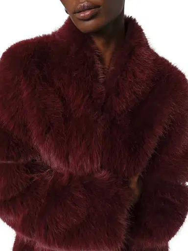 Apparis Women's Sylke Faux-Sable Fur Coat - Merlot - Size Medium | Thumbnail 5