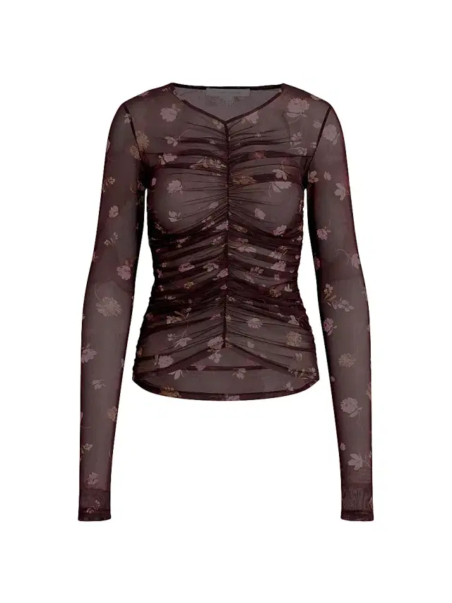 Favorite Daughter Women's Party Floral Mesh Ruched V-neck Top - Whimsical Monet