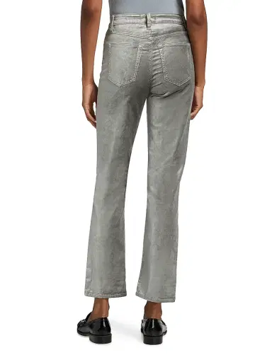 Frame Women's Le Sleek Metallic Velvet Straight-Leg Jeans - Oyster Velvet - Size 31 | Thumbnail 5